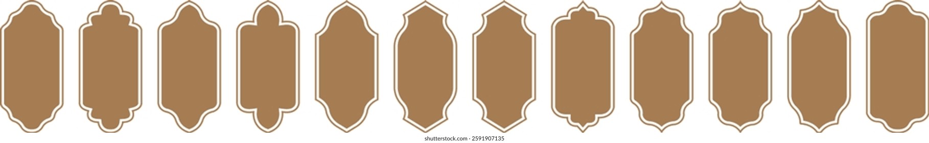 Islamic Ornamental label frames. set of luxury vintage frames, collection of retro Islamic arc labels. Arabic black frame with copy space for greeting. Arabic Islamic Shape