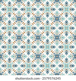 Islamic Ornamental Seamless Pattern. Oriental Style Ornament. Floral Tile Motif. Colorful Abstract Geometric Background. Vector illustration