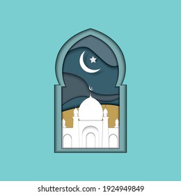 Islamic paper cut model illustration