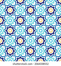 Islamic pattern. Arabic, indian, japanese motifs. Mandala seamless pattern. Ramadan kareem and Hari Raya background. Ethnic bohemian background. Abstract flower. Vector illustration