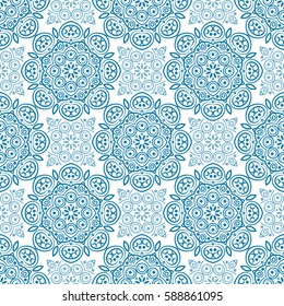 Islamic pattern. Arabic, indian, japanese motifs. Mandala seamless pattern. Ethnic bohemian background. Wrapping and scrapbook paper. Print for fabric. Vector illustration