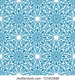 Islamic pattern. Arabic, indian, japanese motifs. Mandala seamless pattern. Ethnic bohemian background. Wrapping and scrapbook paper. Abstract flower. Print for fabric. Vector illustration
