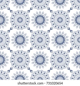Islamic pattern. Arabic, indian, japanese motifs. Mandala seamless pattern. Ethnic bohemian background. Wrapping and scrapbook paper. Abstract flower. Print for fabric. Vector illustration.