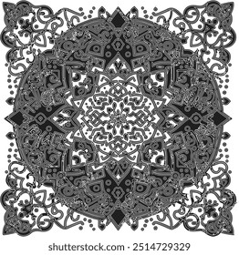 An Islamic pattern art design in silhouette vector style typically features intricate geometric shapes and motifs inspired by traditional Islamic ar