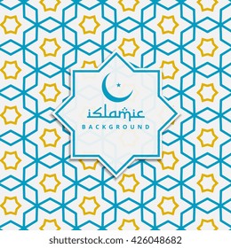 islamic pattern background in blue and yellow color