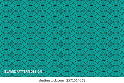 Islamic Pattern Design with Cyan and Black Colour