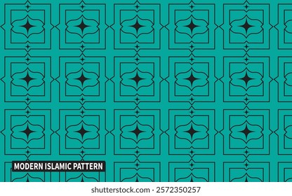 Islamic Pattern Design with Cyan and Black Colour