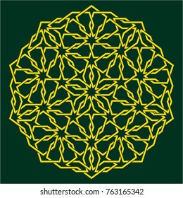 Islamic pattern. Geometric lattice mandala in arabic style. Oriental ornament. Mosque decoration element. Muslim mosaic. Arabesque.  Coloring book page. Persian motifs.