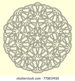 Islamic pattern. Geometric lattice mandala in arabic style. Oriental ornament. Mosque decoration element. Muslim mosaic. Arabesque.  Coloring book page. Persian motifs.