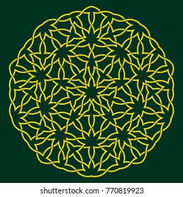 Islamic pattern. Geometric lattice mandala in arabic style. Oriental ornament. Mosque decoration element. Muslim mosaic. Arabesque.  Coloring book page. Persian motifs.