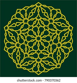 Islamic pattern. Geometric lattice mandala in arabic style. Oriental ornament. Mosque decoration element. Muslim mosaic. Arabesque.  Coloring book page. Persian motifs.