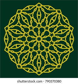 Islamic pattern. Geometric lattice mandala in arabic style. Oriental ornament. Mosque decoration element. Muslim mosaic. Arabesque.  Coloring book page. Persian motifs.