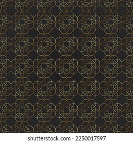 Islamisches Muster. Goldene Polygone in Form von Blumen auf dunklem Hintergrund. Nahtloses Muster in Vektorgrafik.