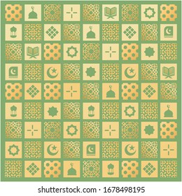 Islamic pattern, icons, symbol. Great for hot stamping, hari raya ramadan green packet, Hari Raya Aidilfitri greeting card design.