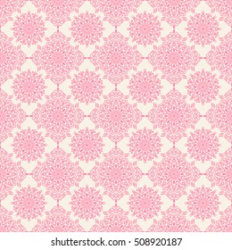 Islamic pattern. Indian, arabic, ethnic, oriental motifs. Mandala seamless pattern. Bohemian background. Print for fabric and paper. Vector illustration