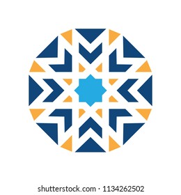 Islamic pattern an initial M. Vector geometric lattice mandala.