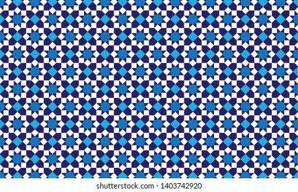 Islamic pattern of a mosaic in Moroccan style. blue theme