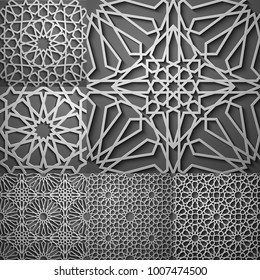 Islamic pattern . Seamless arabic geometric pattern, east ornament, indian ornament, persian motif, 3D. Endless texture can be used for wallpaper, pattern fills, web page background .
