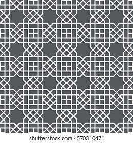Islamic pattern. Seamless vector geometric black and white background in arabian style