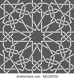 Islamic pattern. Seamless vector geometric black and white lattice background in arabic style