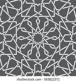 Islamic pattern. Seamless vector geometric black and white lattice background in arabic style