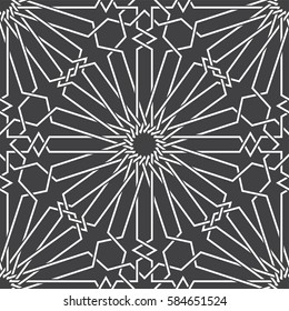Islamic pattern. Seamless vector geometric black and white lattice background in arabic style