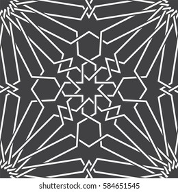 Islamic pattern. Seamless vector geometric black and white lattice background in arabic style