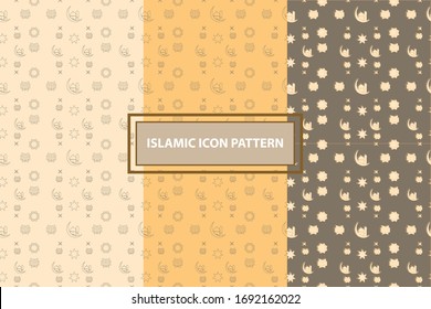Islamic Pattern Thin Line Icons for Background or Decoration to Welcome Ramadan