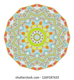 Islamic pattern. Vector abstract geometric mandala in arabic style. Isolated colorful design element on white background