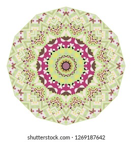 Islamic pattern. Vector abstract geometric mandala in arabic style. Isolated colorful design element on white background