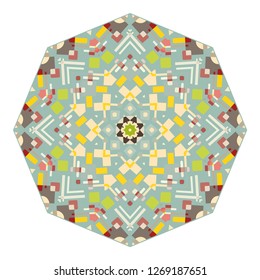 Islamic pattern. Vector abstract geometric mandala in arabic style. Isolated colorful design element on white background