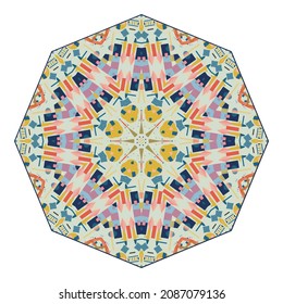 Islamic pattern. Vector abstract geometric mandala in arabic style. Isolated colorful design element on white background