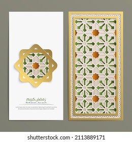 Islamic pattern vector design with morocco style for decoration background greeting card set