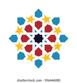 Islamic Pattern. Vector Geometric Lattice Mandala In Arabic Style