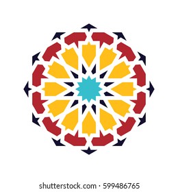 Islamic Pattern. Vector Geometric Lattice Mandala In Arabic Style