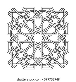 Islamic pattern. Vector geometric lattice mandala in arabic style.