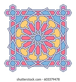 Islamic pattern. Vector geometric lattice mandala in arabic style