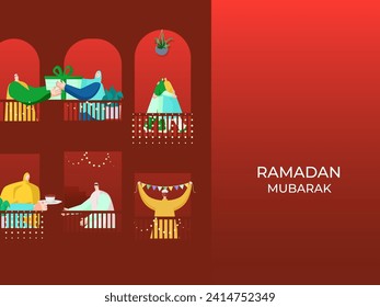 Islamic People Celebrate And Enjoy at their Balcony on The Occasion Of Ramadan Mubarak.