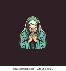islamic people pray logo vector