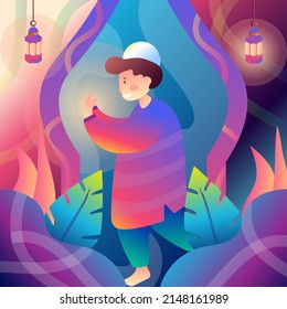 Islamic People are prayer illustration 