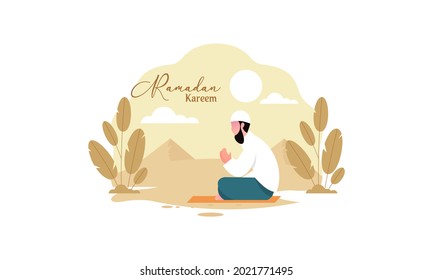 Islamic people prayer illustration vector