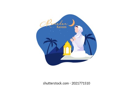 Vector de ilustración de la oración del pueblo islámico