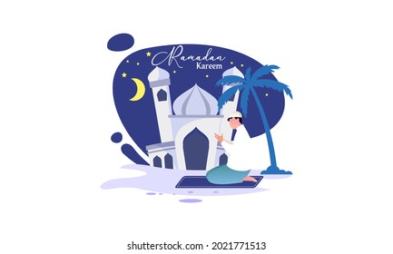 Islamic people prayer illustration vector