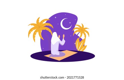 Vector de ilustración de la oración del pueblo islámico