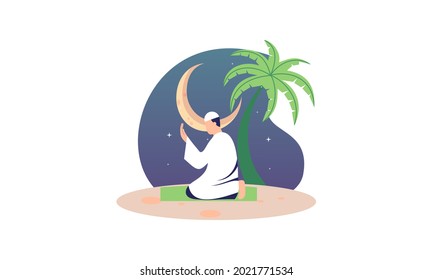 Islamic people prayer illustration vector