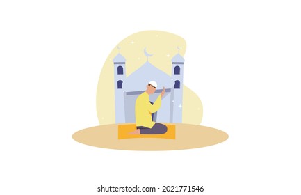 Islamic people prayer illustration vector
