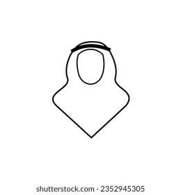 Islamic person vector icon logo. Muslim symbol design isolated background with scarf style