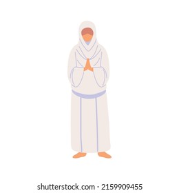 Islamic Pilgrim Woman Icon Isolated