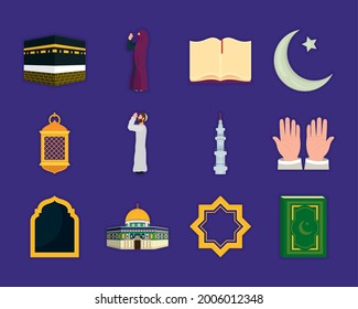 Design der Sammlung islamischer Pilgersymbolen