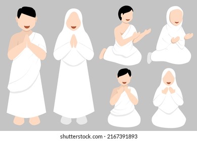islamic pilgrims character set with different pose